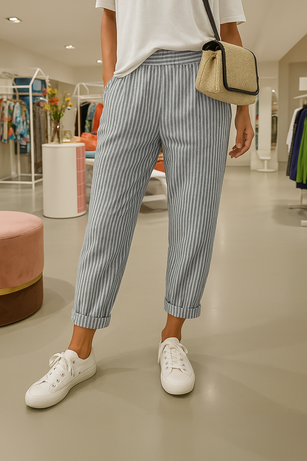 Maelis Gestreifte Baumwollhose